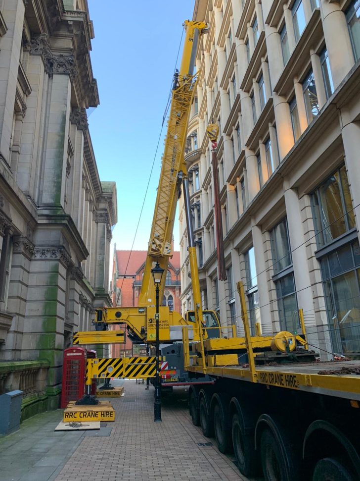 Replacing 10 ton rooftop chiller units in Colmore Row, Birmingham